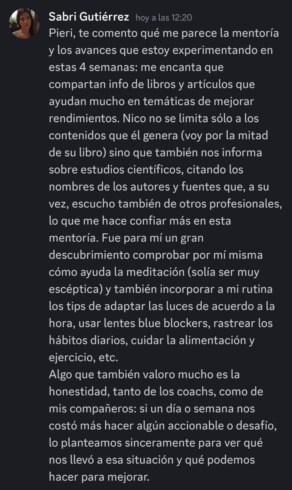 Sabri- avances, gratitud, comunidad